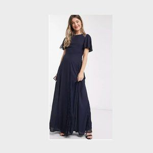 ASOS Navy Bridesmaid maxi dress/gown with lace insert panel